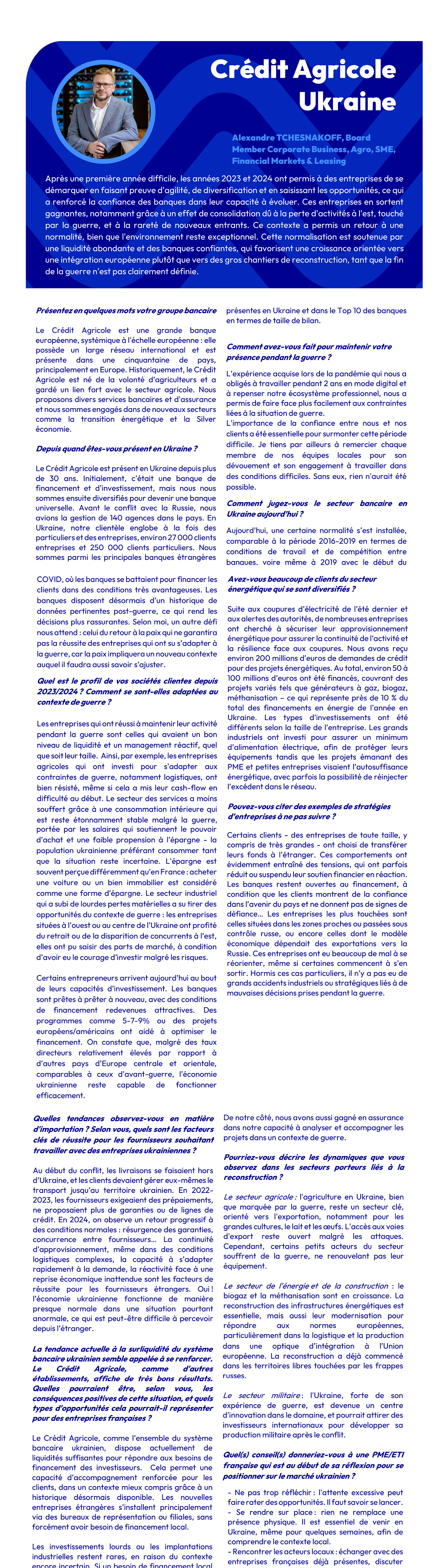 Interview with Alexandre Tchesnakoff for French organization Business France  